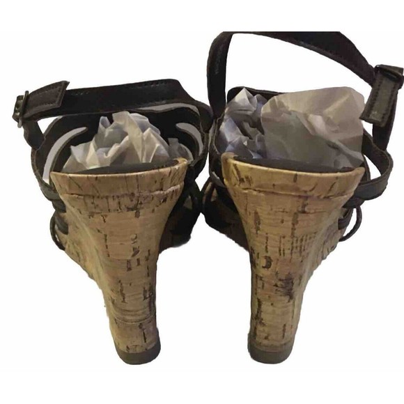 Unlisted Sandals Strappy Caged Womens 7.5 M Wedge Brown Vegan NWT - Picture 5 of 13